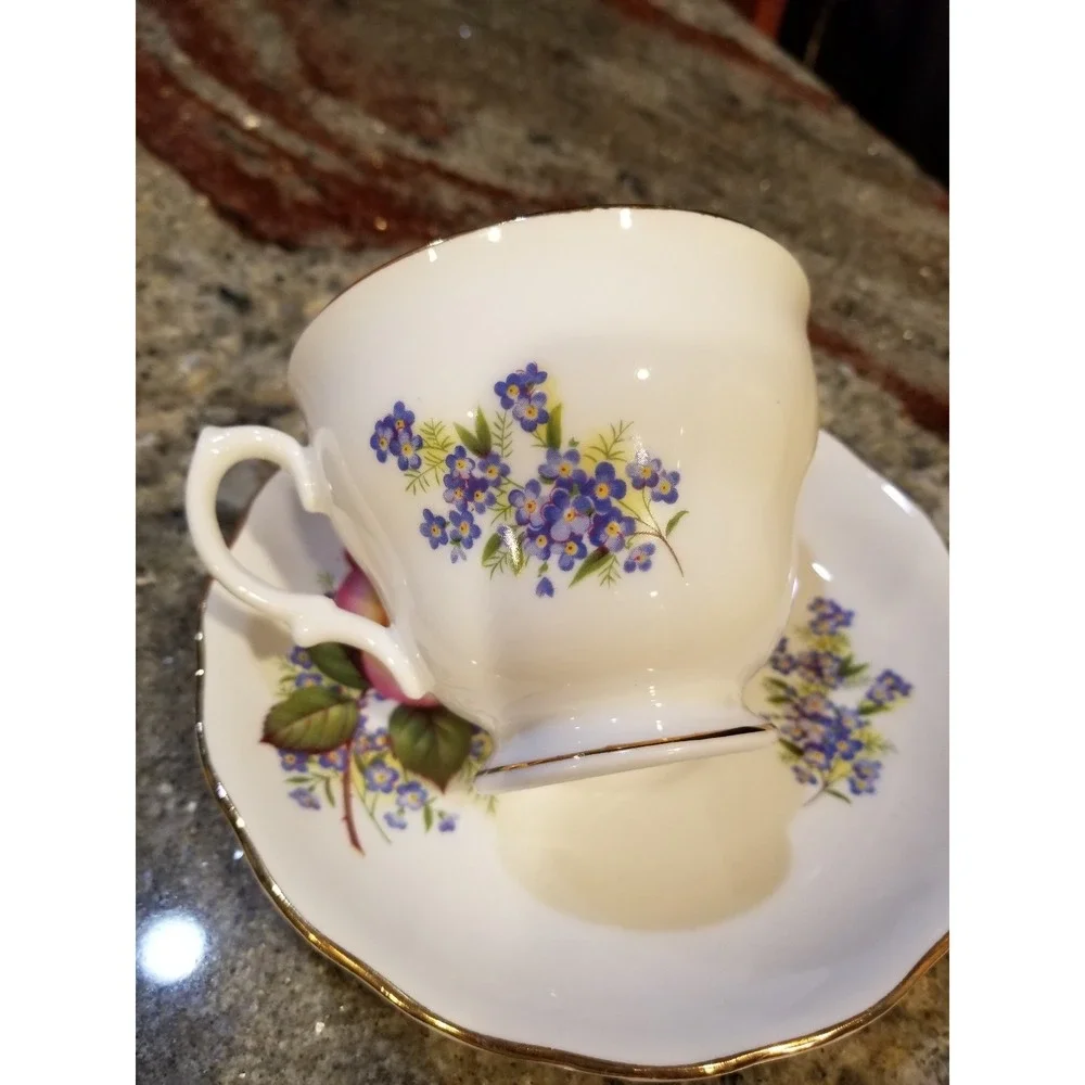 Royal Vale Bone China Pink Yellow Rose Cup & Saucer Made in England